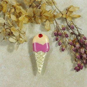 Women's Brooch Ice Cream Cone Cherry Jewel Lapel Dress Pin Trinket Gift for Her